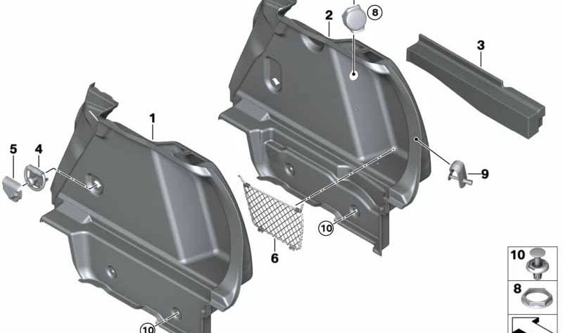 Protector lateral derecho OEM 51477477016 para BMW Serie 1 (F40). Original BMW.