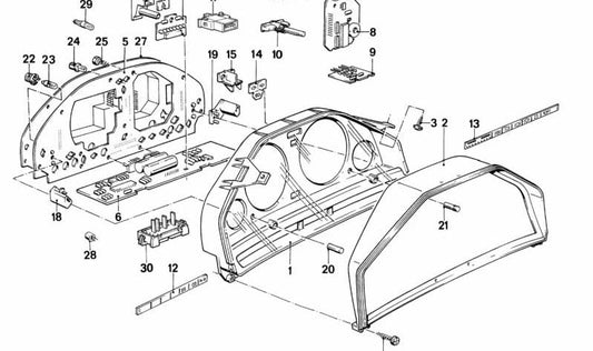 ** Placa de circuito da tabela de instrumentos OEM 62111381908 para BMW E30. BMW original.