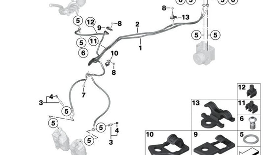 Conducto de freno delantero OEM 34329457571 para BMW Motorrad S 1000 RR K67 (2019-2022). Original BMW Motorrad.