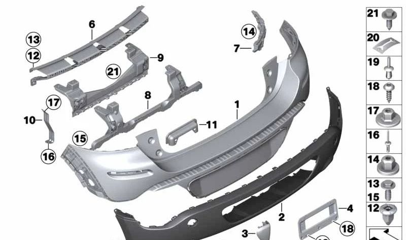 Guía centro trasera OEM 51129811377 para MINI Paceman R61 Cooper, Cooper S, John Cooper Works… y más. Original MINI.