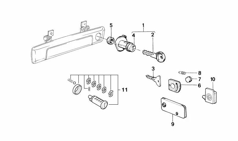 OEM 51219556329 Kit de reparo do cilindro de bloqueio para BMW E24, E23. BMW original.