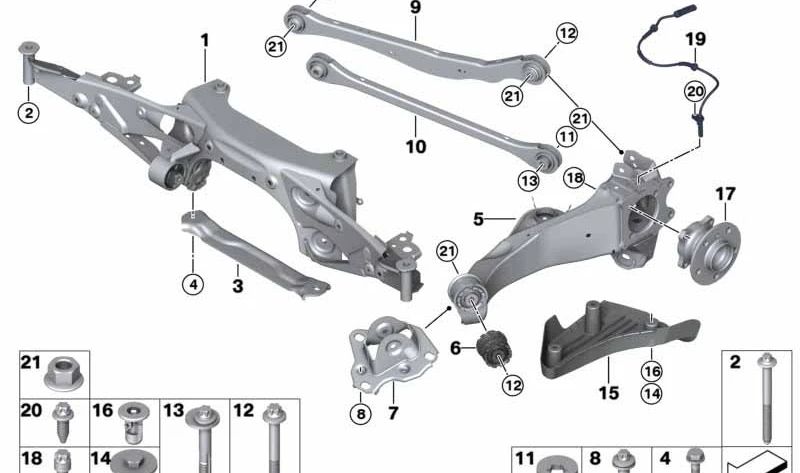 Tirante transversal trasero OEM 33306859708 para MINI Clubman F54, Countryman F60, BMW Serie 2 F45, X1 F48… y más. Original BMW y MINI.