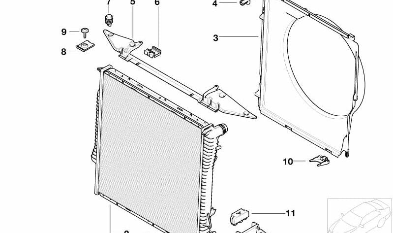 Fan Housing for BMW E53 (OEM 17117801204). Genuine BMW