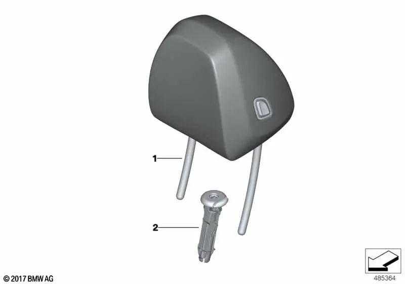 Reposacabezas de cuero eléctrico delantero OEM 52107447281 para BMW Serie 5 G30, G31 (2016-2020), color LCJT NACHTBLAU. Original BMW.