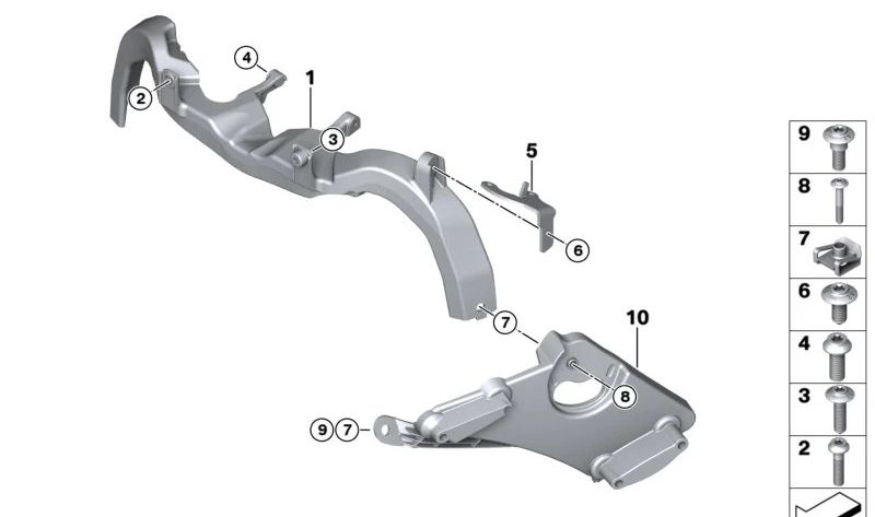 Sujeción del winglet delantero OEM 46637924414 para motos BMW S 1000 RR K67, M 1000 RR K66. Original BMW Motorrad.