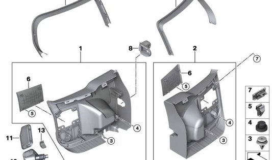 Right rear door trim OEM 51427360890 for MINI Clubman F54, F54 LCI. Original MINI.