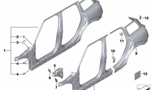 Chapa refuerzo montante C izquierdo OEM 41217474059 para MINI Countryman F60, F60 LCI. Original MINI.