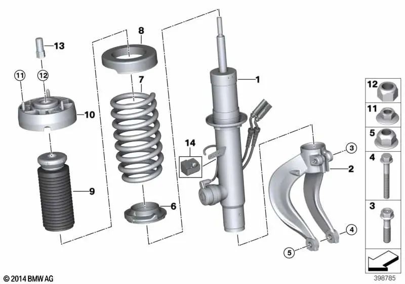 Muelles helicoidales delanteros para BMW F85, F86 (OEM 31337850220). Original BMW.