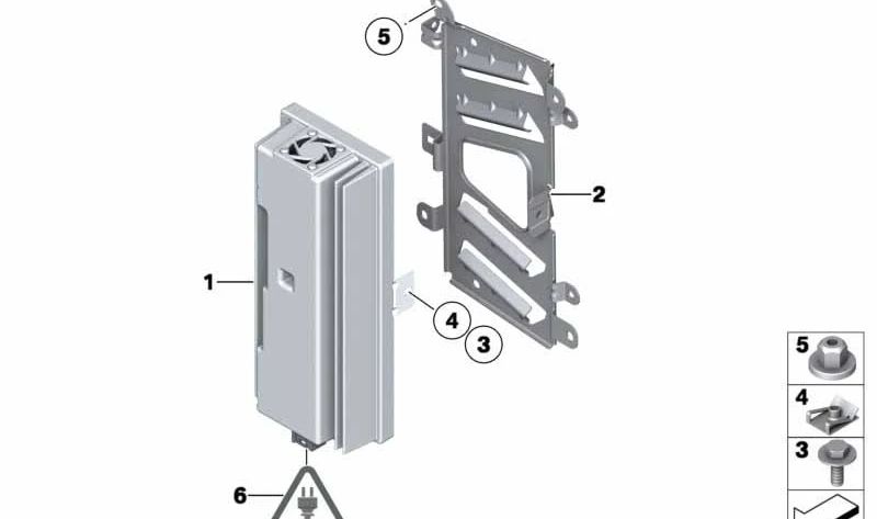Soporte para amplificador de sonido OEM 65159136678 para BMW Z4 E89 sDrive18i/20i/23i. Compatible con modelos con cambio manual y automático. Original BMW.