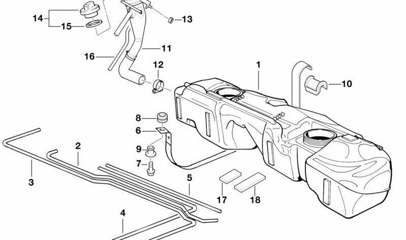 Tubería de combustible OEM 16111180969 para BMW E36. Original BMW.