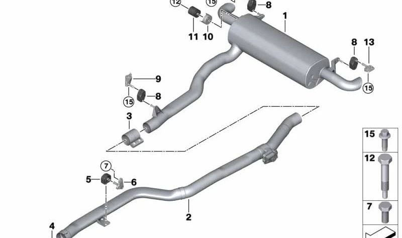 Silencioso trasero (tubo escape) OEM 18308479928 para BMW Serie 8 G15. Compatible con motores Euro 5. Original BMW.