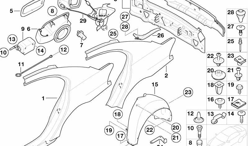 Panel trasero completo OEM 41347044869 para BMW Serie 7 E65, E66. Original BMW.