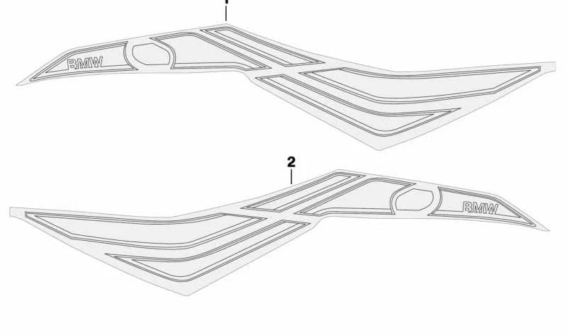 Right lateral decorative adhesive 51148563856 for BMW Motorrad K75, K75C, K75s, K75RT. Original BMW Motorrad.