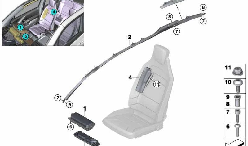 Support gauche Airbag OEM 72127336705 pour BMW I3 (I01, I01N). BMW d'origine.