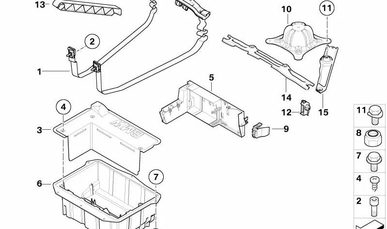 Soporte elevador de rueda de repuesto OEM 51717002356 para BMW X5 E53 (3.0d y 3.0i, todos los modelos de 2001 a 2006). Original BMW.