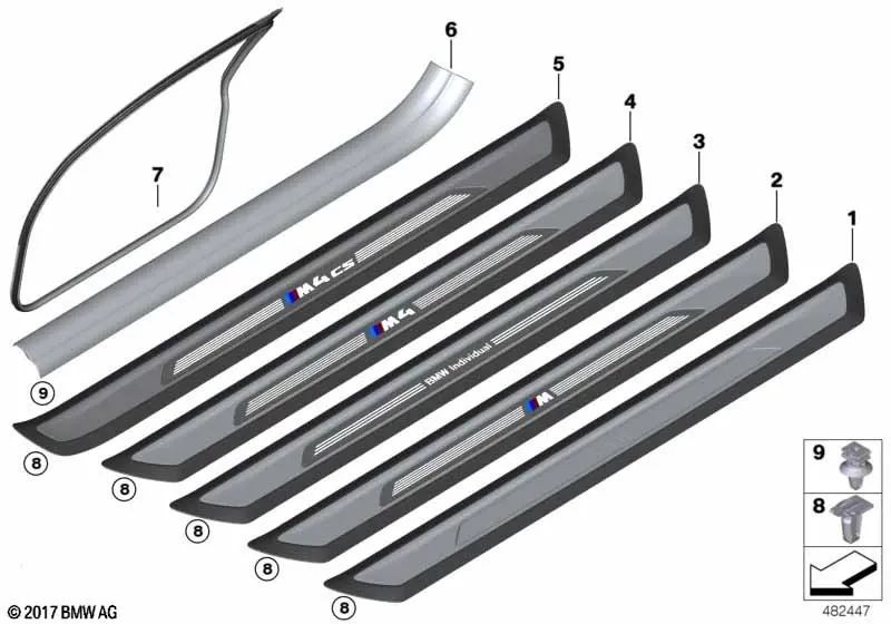 Protector de cantos Puerta izquierda para BMW F32, F33, F82, F83 (OEM 51767369303). Original BMW