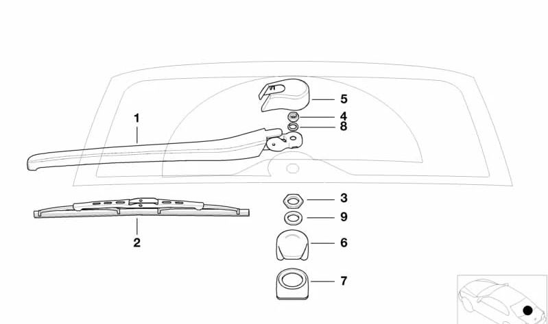 Axe du pare-brise de la bougie d'embelliage OEM 61628222510 pour BMW E46 {316i, 318d} {tous les modèles compatibles}. BMW d'origine.