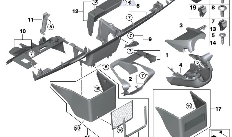 Cubierta inferior del salpicadero OEM 51459303497 para BMW i3 (I01). Original BMW.