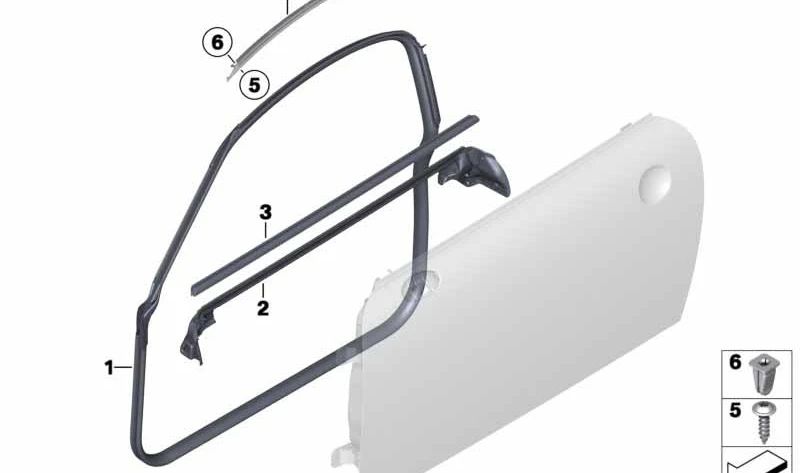 Soporte junta de puerta derecha OEM 51762759202 para MINI Coupé R58, Cooper SX71, SX32, SX31... y más. Original MINI.