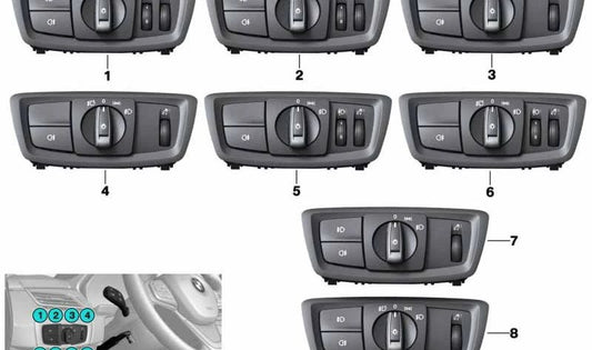 OEM light control control 61316847521 for BMW F20, F21, F22 and F23. Compatible with 1 series models and 2 Series. Original BMW spare.