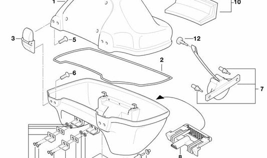 Juego de soportes para tapas OEM 46542319523 para motos BMW R 850 RT, R 1100 RT, R 1150 RT, R 1100 RS, R 1150 RS. Original BMW Motorrad.