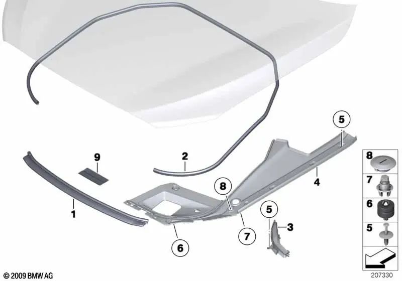 Tampon de l'ensemble arrière droit pour BMW F07, F07N (OEM 51767042984). BMW d'origine.