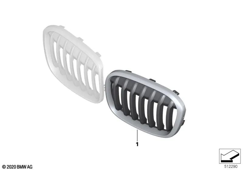 Grade de acabamento frontal direita OEM 51117383366 para BMW X1 F48. BMW genuíno.