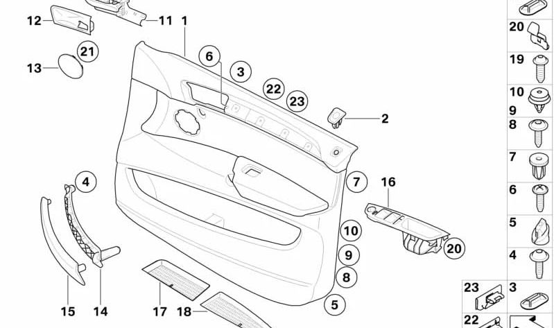 Porta de couro frontal esquerda para BMW X6 E71, E72 (OEM 51419176345). BMW original