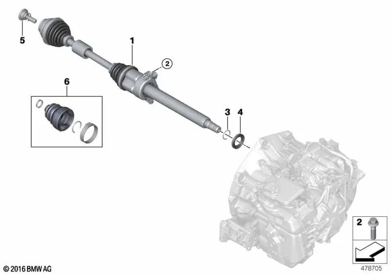 Anel de retenção para BMW F52, F45, F46, I12, I15, F48, F49, F39 (OEM 31606779989). BMW originais.
