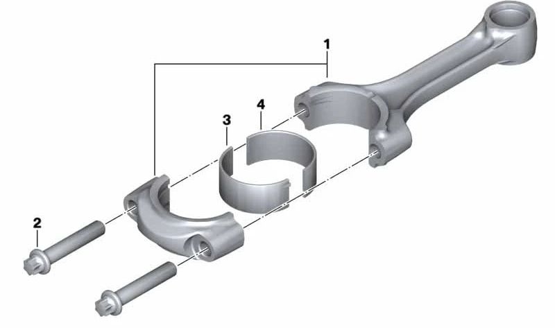 Semicojinete lado varilla azul nivel 1 OEM 11247693994 para BMW K1200S, K1300S, K1200R, K1300R, K1200GT, K1300GT. Original BMW Motorrad.