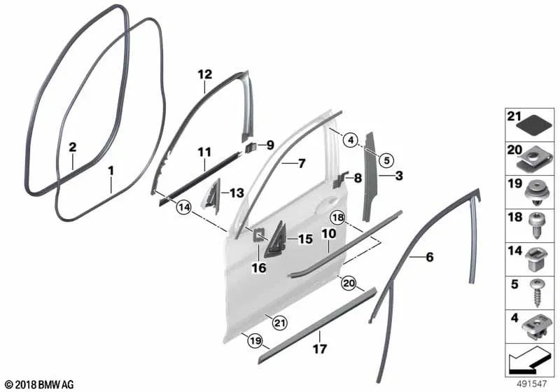 Moldura de esquina puerta delantera izquierda para BMW F98, G02 (OEM 51339476949). Original BMW