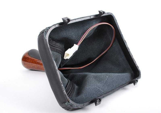 Cubierta de palanca de cambios de cuero iluminada para BMW Serie 3 E46 (OEM 25112229428). Original BMW