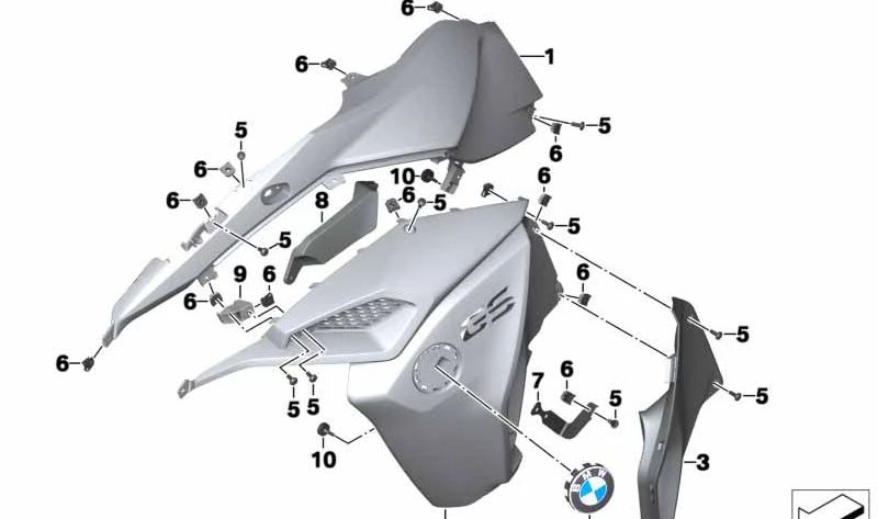 Paramento derecho OEM 46638535098 para BMW Motorrad F 800 GS Adventure. Original BMW Motorrad.