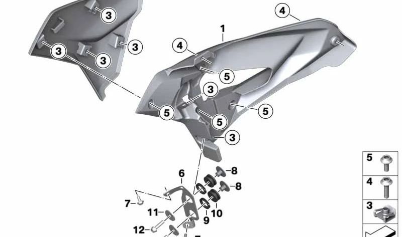 Guia de ar esquerdo OEM 46639480257 para motocicletas BMW G 310 R (K03, 10/2019-02/2025). Originais BMW Motorrad.