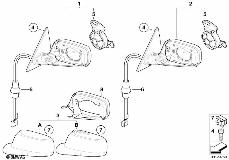 Rétroviseur externe avec mémoire pour BMW E46 (OEM 51167892054). BMW d'origine.