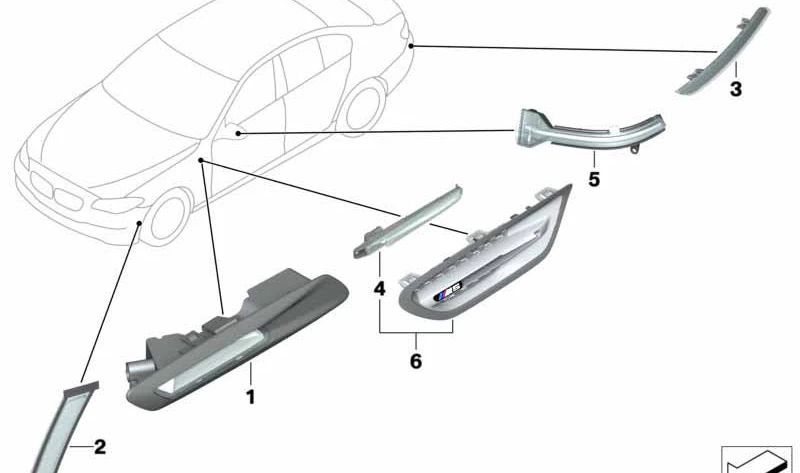 Reflector trasero izquierdo OEM 63147318555 para BMW Serie 5 F10 LCI (08/2012 - 10/2016). Original BMW.