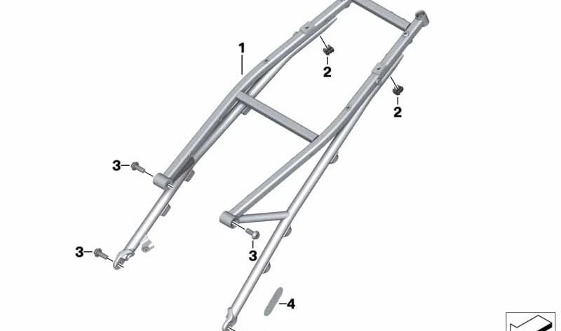 Cuadro trasero negro OEM 46518524784 para motos BMW R 1200 R, R 1200 RS (09/2014 - 07/2018). Original BMW Motorrad.