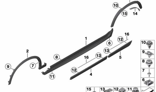 Front right wheel arch liner OEM 51778052074 for BMW F25, F26. Original BMW.