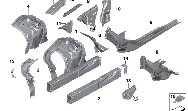 OEM right front suspension support 41007329874 for BMW F90, F90N, G30, G30N, G31, G31N, G60, G61, G68, G90, F91, F92, F93, G14, G15, G16. Original BMW.