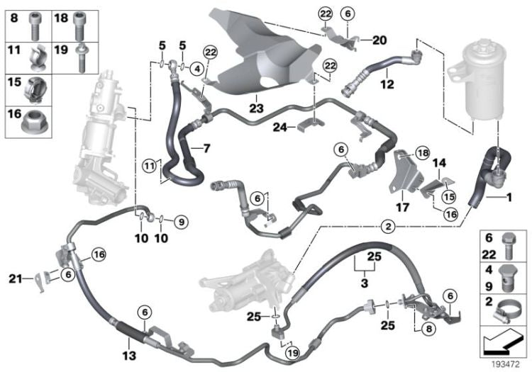 Tubo elástico 2ª parte OEM 32416786416 para BMW X5 E70, X6 E71. Original BMW.