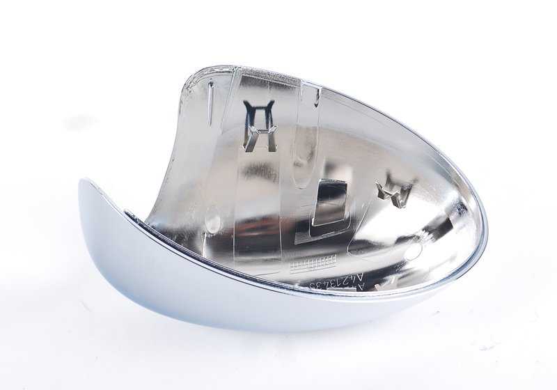 Cubierta izquierda de espejo retrovisor cromada OEM 51167123293 para MINI R50, R52, R53. Recambio original MINI. Ideal para sustituir tapa espejo dañada o personalizar con acabado en cromo.