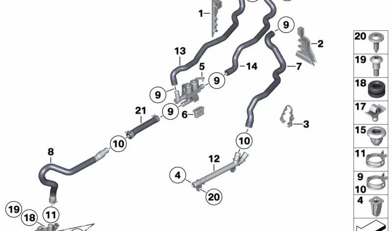 Bomba auxiliar de líquido refrigerante OEM 17122284124 para BMW F10, F06, F06N, F12, F12N, F13, F13N. Original BMW.