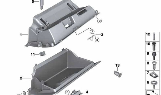 Grauer Handschuhfachdeckel OEM 51166961758 für BMW Z4 E85, E86. Original BMW.