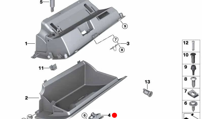 Cierre de guantera OEM 51167149237 para BMW E85, E86. Original BMW.