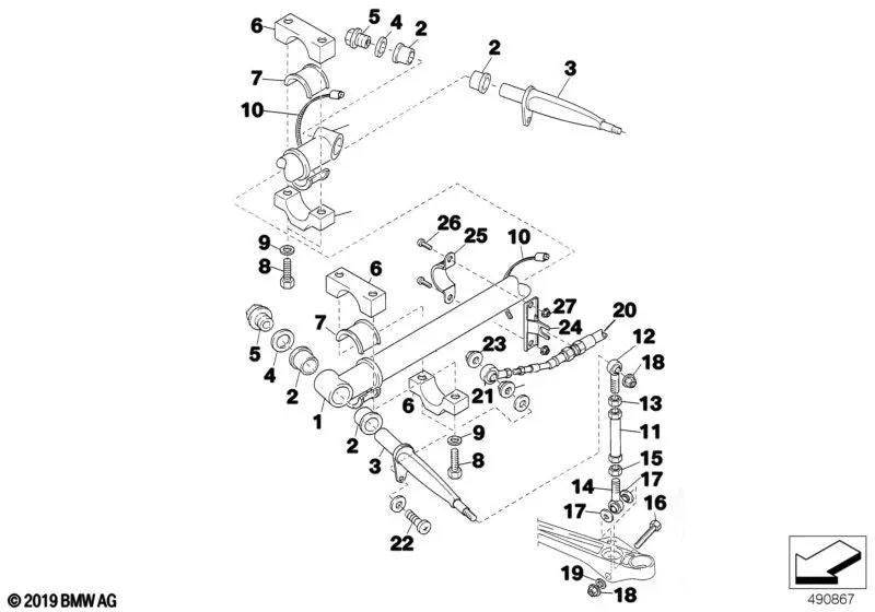 Soporte pendular delantero OEM 31352485868 para BMW E36 320i STC '95, motor S42. Original BMW.