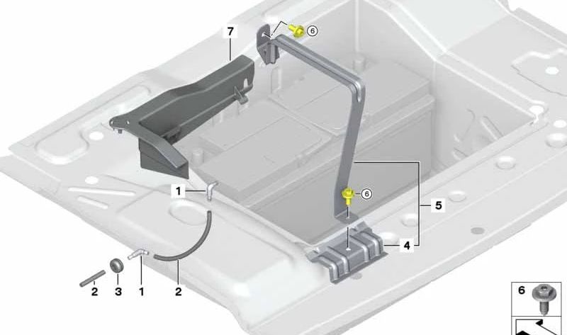 OEM battery support 61217578828 for BMW F01, F02, F04. Original BMW.