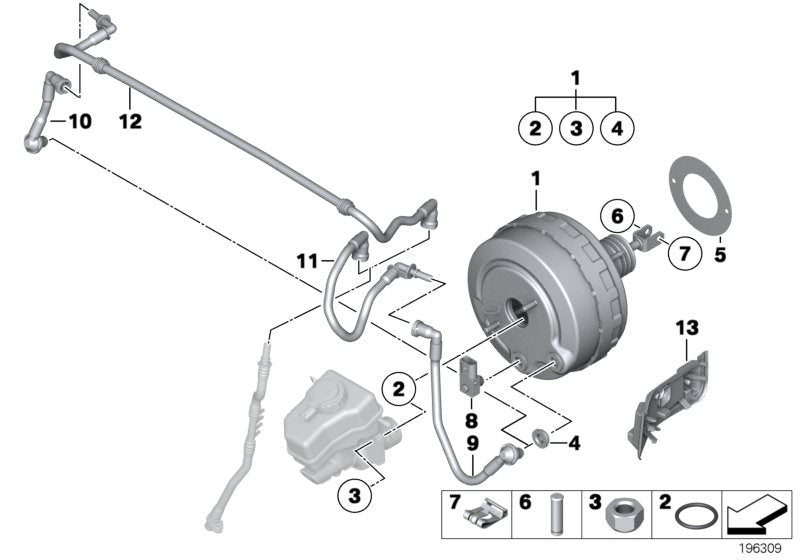 Tubo de vacío OEM 34337800695 para BMW E81, E82, E87, E88, E90, E91, E92, E93, E84. Original BMW.