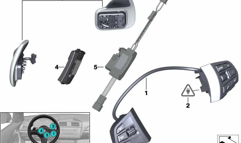 Multifunktionstaste für Sportlenker OEM 61319270260 für BMW F25, F26, F15, F16. Original BMW.