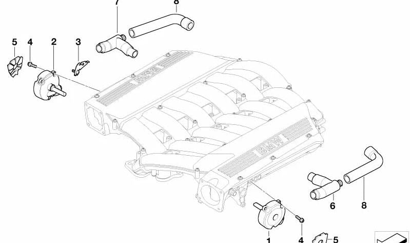 Tubo de ventilación del motor OEM 11157514817 para BMW E65 y E66 760i y 760Li con motor N73. Original BMW.