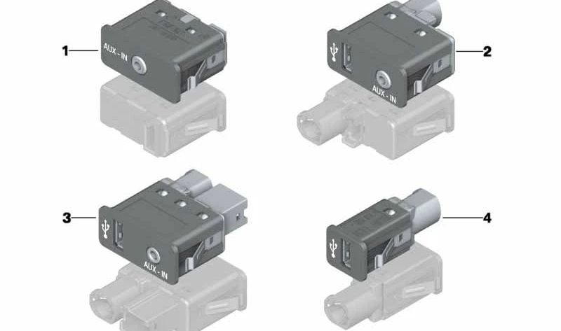 Conector USB/AUX-In OEM 84109241331 para BMW E84 X1 (modelos SDRIVE16D, SDRIVE16I, SDRIVE18D, XDRIVE28I). Compatível com os motores N20 e N47. BMW original. Ideal para adicionar entrada USB e auxiliar.